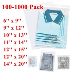 Clear Poly Bags with Suffocation Warning Self Adhesive for Shirt Clothes Apparel
