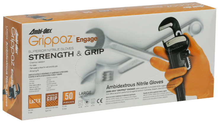Grippaz™ Engage Extended Use Nitrile Glove with Textured Fish Scale, L, 67-307/L