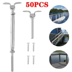 50* 3/16″ T316 Stainless Steel Cable Railing Hardware Turnbuckle Tensioner Kit