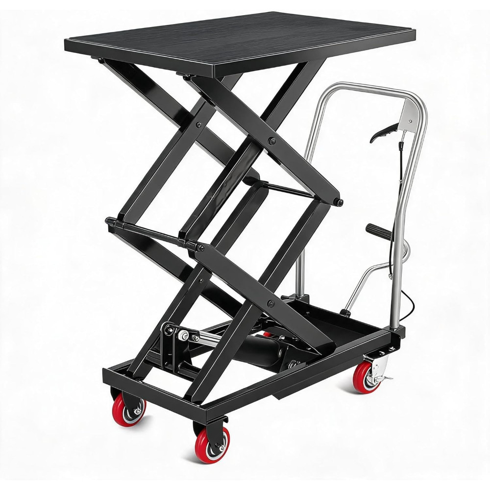 500 LBS Hydraulic Lift Cart with Anti Slip Pad for Warehouse Workshop Black