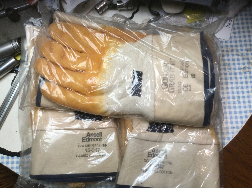 3-pair ANSELL Grab-It Gloves A2 Cut Level Natural Rubber Latex XL, 16-347