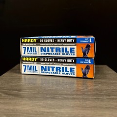 Hardy 68505 Nitrile Gloves (7MIL) 2 BOXES OF 50 Heavy Duty LARGE