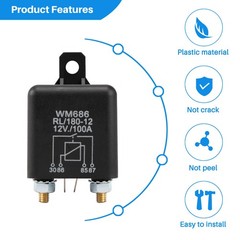 12V 100Amp 4-Pin Heavy Duty ON/OFF Split Relay For Auto Boat Van Black R3V8