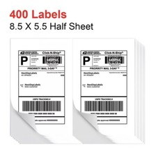 400 Shipping Labels 8.5×5.5 Rounded Corner Self Adhesive 2 Per Sheet
