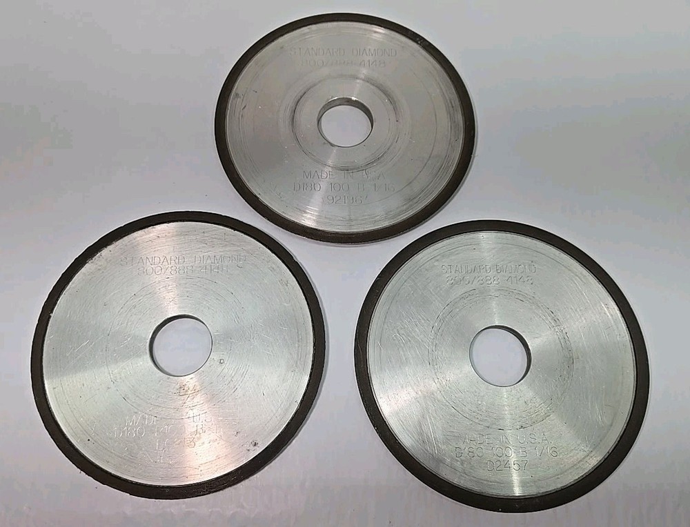 Lot of 3-Standard Diamond 6 “x 1.25” Type 12-Dish Diamond Grinding Wheel – USA-D