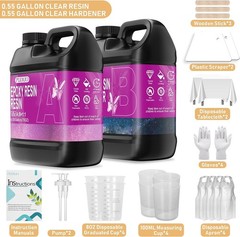 Puduo Epoxy Resin Kit 1.1Gallon，Newly Formulated Crystal 1.1 GALLON, Clear