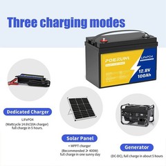 12V 100Ah LiFePO4 Lithium Battery BMS for Solar RV Off-grid Motors Marine