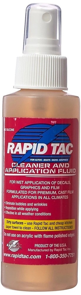 Rapid TAC Application Fluid for Vinyl Wraps Decals Stickers 4oz Sprayer