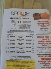New DECADE Work Glove Left Hand Small 49001W Full Finger w/ Wrist Support