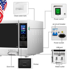 22L Class B Dental Autoclave Vacuum Pressure Steam Sterilizer Built-in Printer