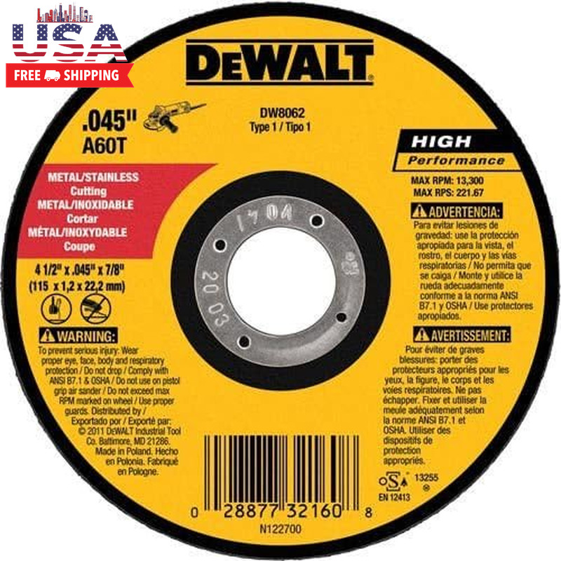 DEWALT 4 1/2 Cut off Wheel, Angle Grinder Cutting Disc, 5 Pack, Aluminum Oxide A
