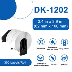 4 Roll Die-Cut Address Labels 2.4” x 3.9” (62 mm x 100 mm) for Brother QL-1050