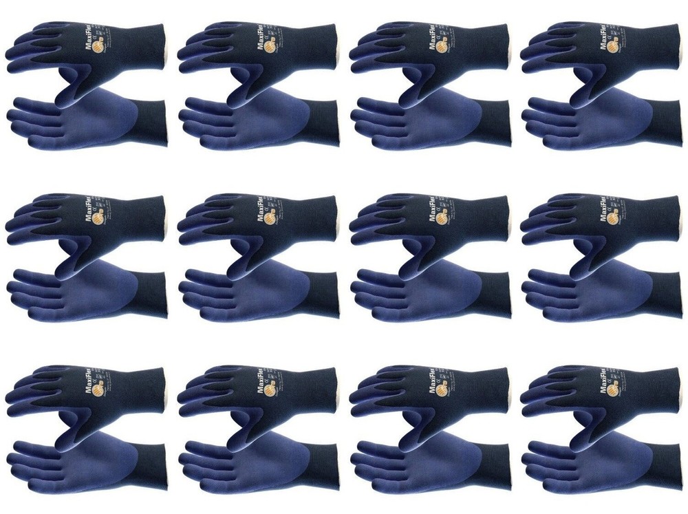12- MaxiFlex THIN LIGHWEIGHT Nitrile Grip Palm Coated PROTECTIVE WORK GLOVES SML