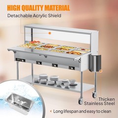 ROVSUN 96QT Electric Commercial Food Warmer 2000W, 12-Pan Steam Table 8QT/Pan