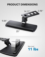 AX WABER Keyboard Tray Under Desk with Storage Drawer, Height Adjustable