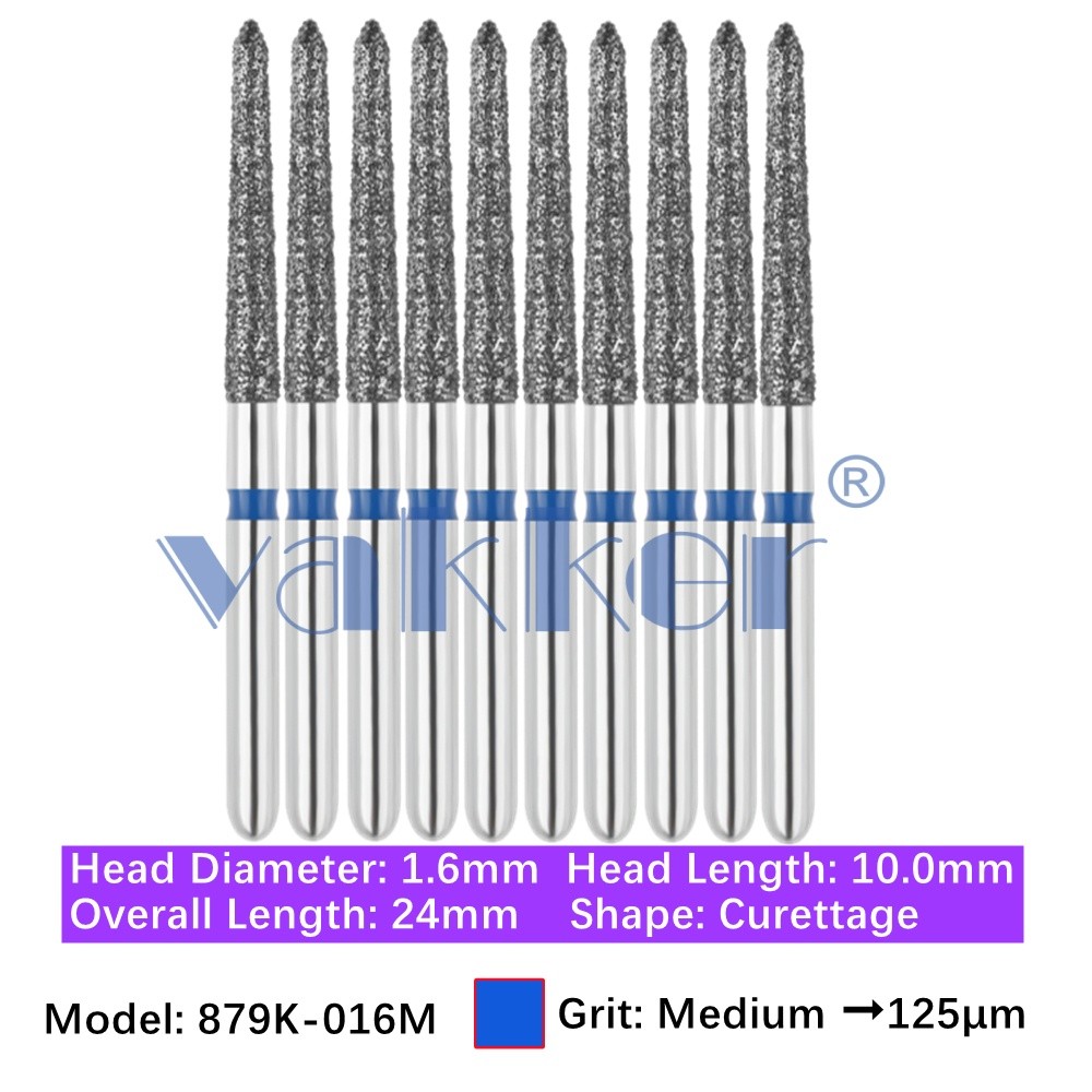 10/pk Vakker Dental FG Diamond Burs Gingival Curetage 879K-016M Medium Grit