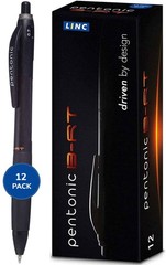 Pentonic BR-T Retractable Ballpoint Pens, 12 Count, Black Ink, 0.7 mm Fine Po…