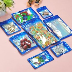 100 Pack Dark Blue Holographic Ziplock Bags Resealable Sealable Packaging Bag