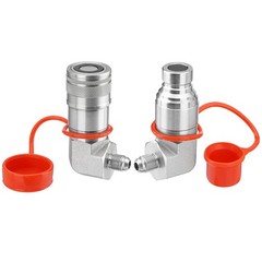90 Degree Flat Face Skid Steer Hydraulic Quick Connect Coupler Set 3/8″ JIC Male