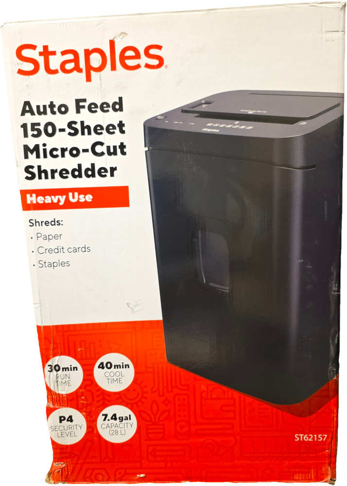 Staples 150-Sheet Micro-Cut Multi-Media Shredder (ST62157) NEW OPEN BOX