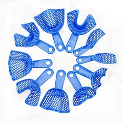 2Pc Plastic-Steel Dental Impression Trays Material Upper+Lower 4 Sizes