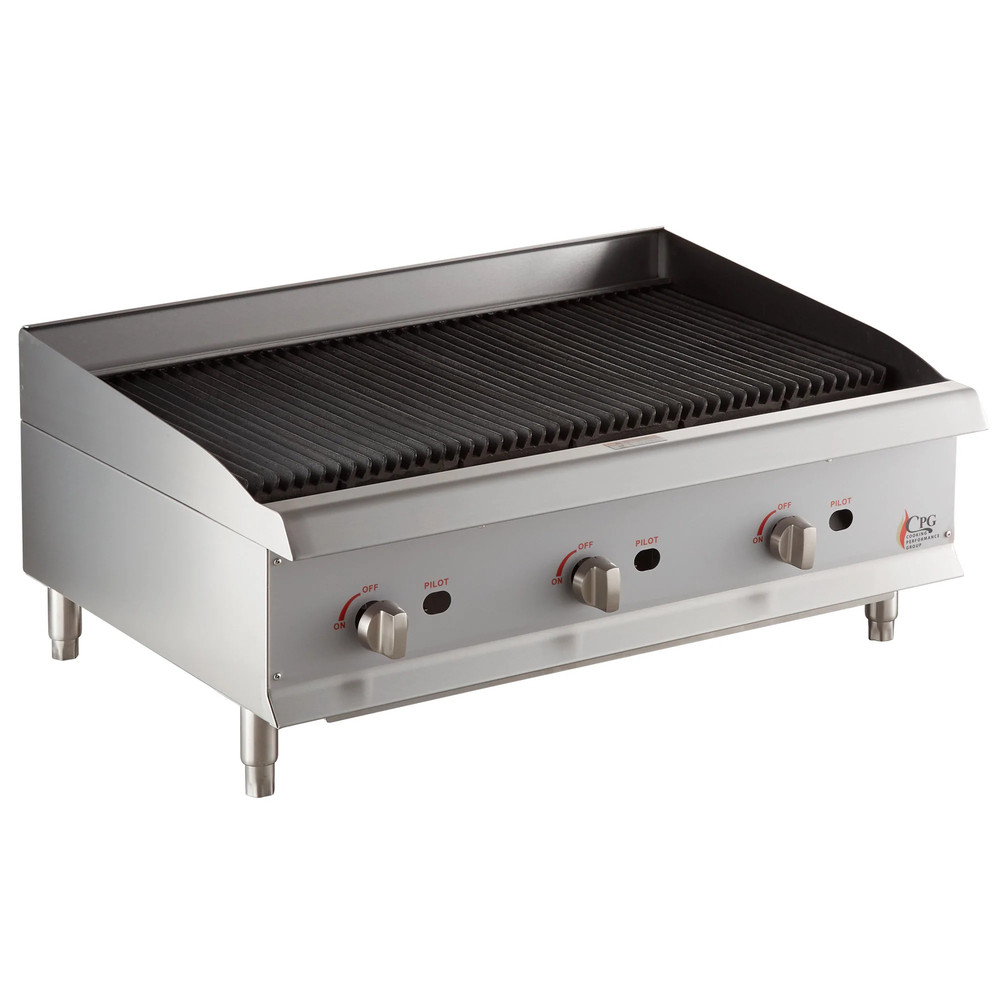 36″ Gas Countertop Lava Briquette Charbroiler – 120,000 BTU
