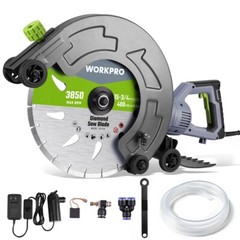 WORKPRO 16″ Wet Concrete Saw 1600W 3100RPM Electric Concrete Saw Max Depth 6.69″