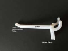 (1,000 PACK) 2 Inch White Plastic Peg Hooks Fits 1/8″ to 1/4″ Pegboard. USA Made