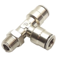 Lot of 9 Camozzi 6440 04-02 Swivel Tee, ø1/4in x ø1/4in Tube OD, 1/8in Male NPTF
