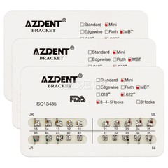AZDENT Dental Orthodontic Brackets Braces Metal Mini MBT 022 Hooks 345 Mesh Base