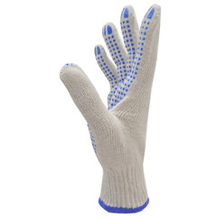 Palm PVC-Dotted String Knit Work Gloves LOT Natural White/Blue 288 Pairs