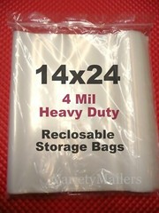 25 LARGE Reclosable Plastic Storage Bags 14”x 24” HEAVY DUTY 4 MIL 14×24