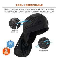 Ergodyne 8941L Bump Cap, Dreadlock Tube, Polyethylene, None Suspension, Fits New