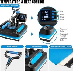 5 in 1 Heat Press Machine 15″x12″ Swing Away Digital Transfer T-Shirt Mug Hat
