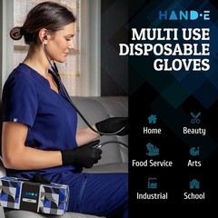 Black Nitrile Disposable Gloves Large 50 Ct BBQ Tattoo Hair Dye Cooking