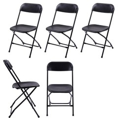 12PCS Folding Plastic Chair Wedding Party Outdoor Indoor 360LBS Capacity Black