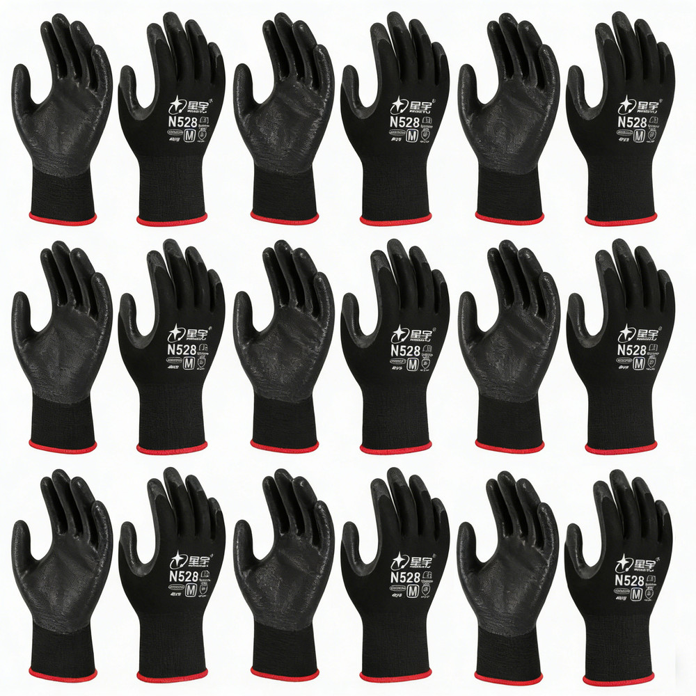 12 Pairs Safety Work Gloves MicroFoam Nitrile Coated Foam Gloves M-Size Hot