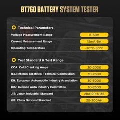 Battery Testers BT760 Automotive Battery System Testers 8V-32V Car Battery An…