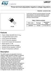 Qty(25) ST LM337 Regulator, Linear, Adjustable, -37V to -1.25V, 1.5A, TO-220