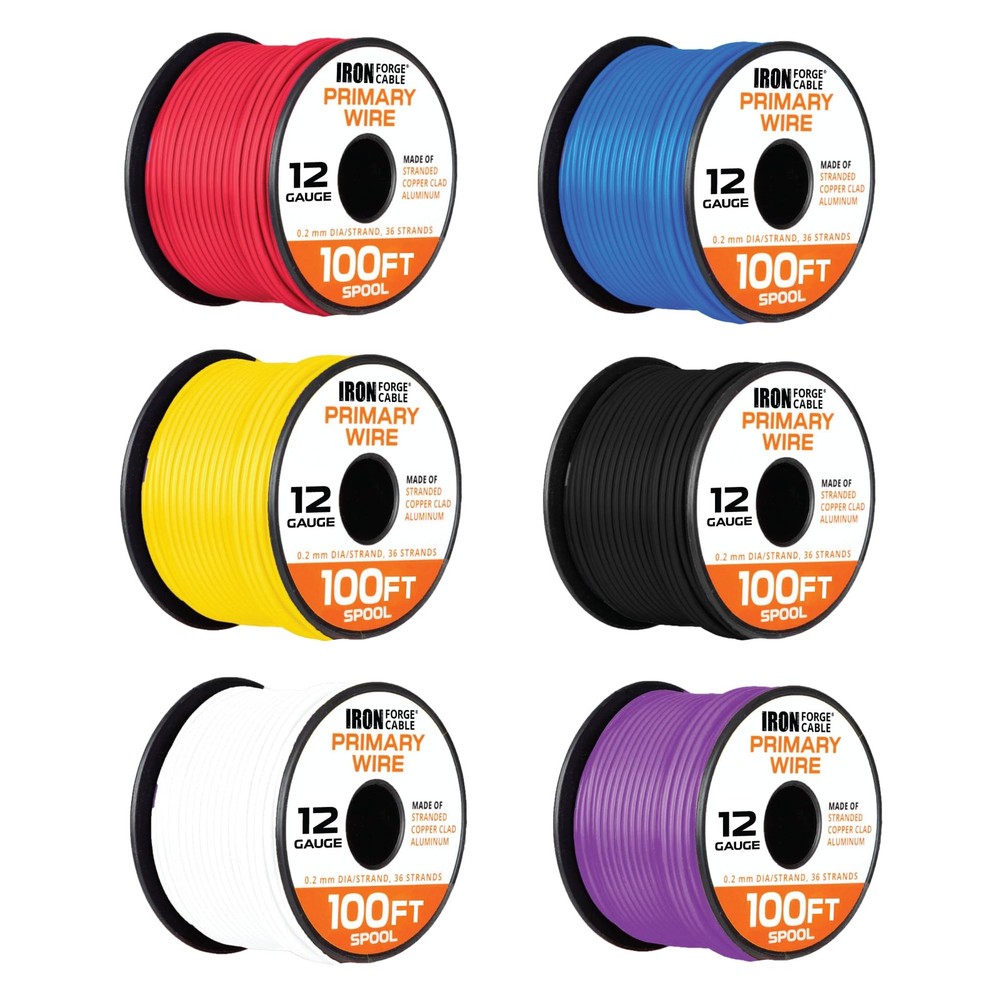 600 ft 12 Gauge Wire – 6 Roll 12 Gauge Automotive Wire Bulk Assortment Pack -…