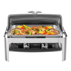 1 OR 3-compartment Roll Top Chafing Dish Buffet Set Pan Chafer Stainless Steel