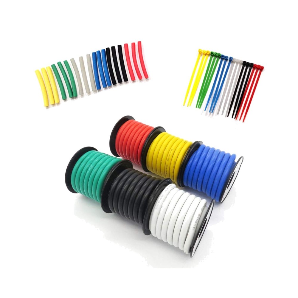18 AWG 6 Color Silicone Wire Kit 50ft Spool