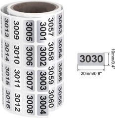 1-20000 Self Adhesive Labels Consecutive Number Inventory Stickers Waterproof