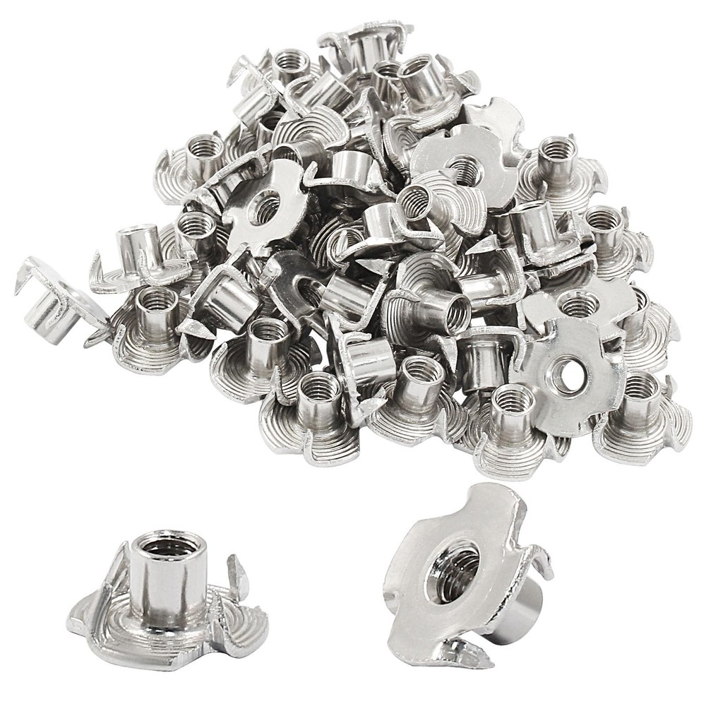Litoexpe 50 Pcs M5 x 8mm T-Nuts, Stainless Steel Four Pronged Tee Nut for Wood,