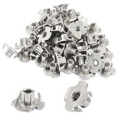 Litoexpe 50 Pcs M5 x 8mm T-Nuts, Stainless Steel Four Pronged Tee Nut for Wood,