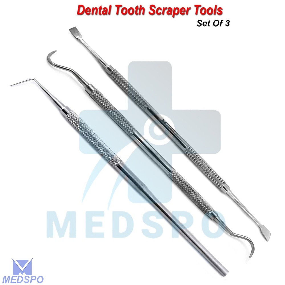 Set Of 3 Dental Tartar Calculus Plaque Remover Periodontal Hygiene Pick Tools