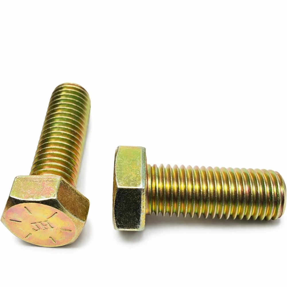 BULK BOX! 1″-8×1 1/2″ Hex Cap Screws Grade 8 Coarse CR+6 Bake Zinc-Yellow 55pcs