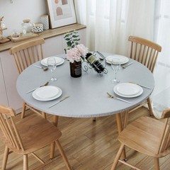 NLMUVW Round Vinyl Tablecloth with Elastic Edge Flannel Backing, Fitted PVC