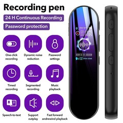 Digital Voice Recorder Dictaphone MP3 Player 1536Kbps Noise Cancelling 24H Work