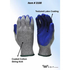 Large Blue Latex Palm and Finger Crinkle Pattern Rubber Coated Gloves (120-Case)